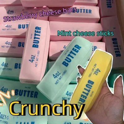 Bastão de Manteiga Squishy - Brinquedo Tátil de Apertar com Blocos Crocantes