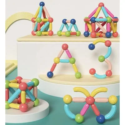 Blocos de construção magnéticos de Barras e bolas magnéticas 68/128 peças Brinquedo educativo