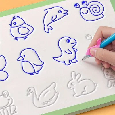 Caderno mágico para crianças, livro de desenho com ranhuras para jardim de infância de 3 a 8 anos, desenho básico, livro de ranhuras para prática