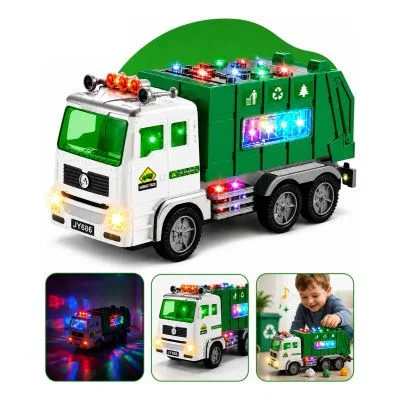 Caminhão Coletor De Lixo Bate Volta Com Luz E Som Brinquedo Infantil Veículo Educativo Divertido Para Brincar Kizumba
