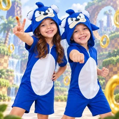 Roupa Infantil Fantasia Aniversário Sonic Curto Pijama